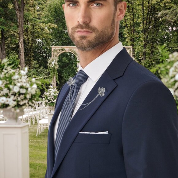 MEN'S FASHION LAPEL CHAIN. UNISEX PIN CLIP BROOCH for SUIT, TUX, SHIRT COLLAR - Picture 3 of 3